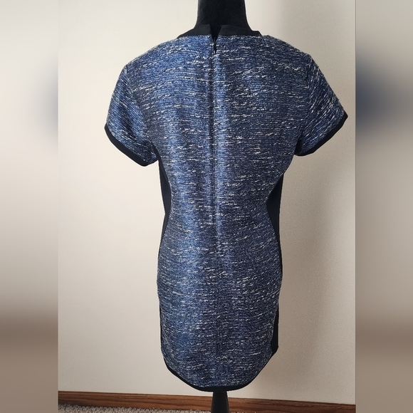 Madewell Women's Shimmer Weave Blue Tweed Shift Dress Size S. - Picture 4 of 6